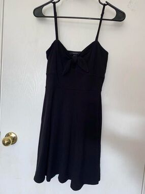 Forever 21 Black Spaghetti-Strap Mini Dress with Front Bow